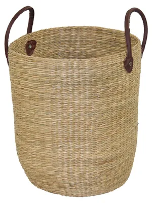 Image de Panier de rangement Lycce MONIKA en jonc de mer avec poignées Panier tressé naturel, taille : taille 1