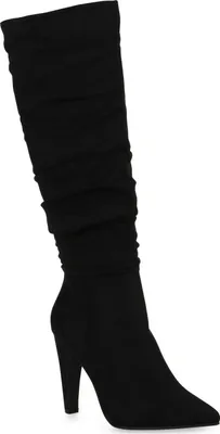 Produktbild von Mytrendshoe Damen High Heels Stiefel Leicht Gefütterte Stiletto Slouch Boots 832078, Farbe: Schwarz, Größe: 37