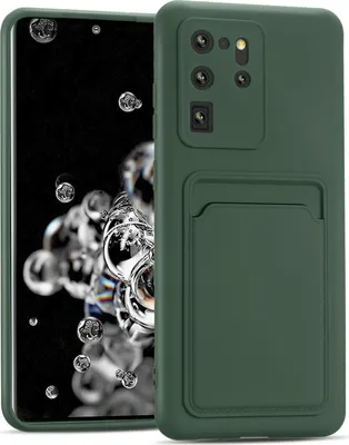 Produktbild von Conie Schutzhülle für Samsung Galaxy S20 Ultra mit Kartenfach Tasche Case Cover Bumper Silikon Hülle in Grün