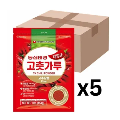 Produktbild von 5er-Pack Nongshim Taekyung Gochugaru Chilipulver für Kimchi fein 454g