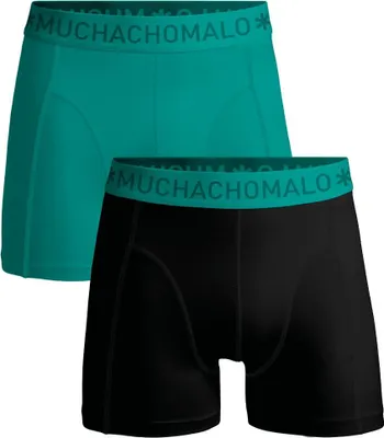 Productafbeelding van Men 2-Pack Boxer Shorts Solid Black/Green L