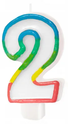 Produktbild von PartyPal Kerze Zahl 2 Regenbogenrand Geburtstag