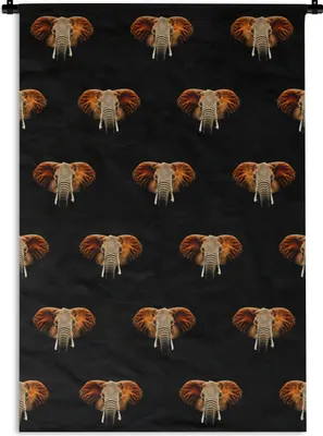 Produktbild von MuchoWow® Wandteppich Wandbehang Elefant - Muster - Orange 120x180 cm Tapisserie Dekoration Wandtuch - Schlafzimmer - Dekorationen für das Haus