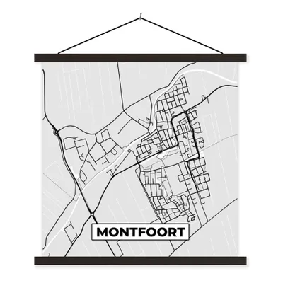 Obrázek produktu pro MuchoWow® Textilní plakát - Mapa - Montfoort - Mapa města - 40x40cm - S černými lamelami