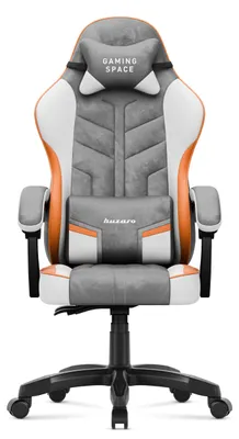 Image de Chaise de jeu Huzaro Force 2.7 Grey - chaise pivotante ergonomique en velours avec dossier réglable, coussin lombaire et appui-tête, jusqu'à 140 kg
