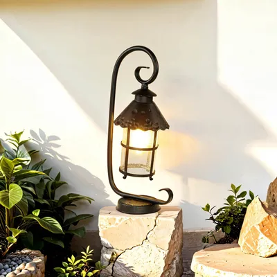 Produktbild von Wegeleuchte Sockelleuchte außen 54 cm hoch Rustikal regenfest Schwarz dekorativ E27 Außenlampe Garten Terrasse Eingang