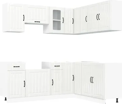 Produktbild von vidaXL 11-tlg. Küchenschrank-Set Lucca Hochglanz-Weiß Holzwerkstoff