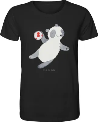 Produktbild von Mr. & Mrs. Panda Tshirt Panda Handball spielen Größe M - Schwarz - Geschenk, Shirt, Baumwoll-T-Shirt, T-Shirt Herren, Club, Turnier, Verein
