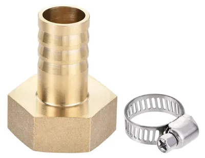 Productafbeelding van Slangaansluitadapter, messing, 19 mm slang x G1 binnenroede, met slangklem