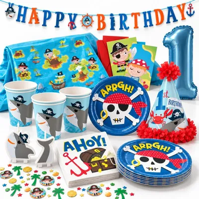 Produktbild von Partyset 1. Geburtstag Pirat Geburtstagsdeko Party Deko Dekoration