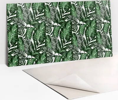 Obrázek produktu pro Ochranný Panel PVC - Samolepicí Vinylové Dlaždice na Stěnu - 100 x 50 - Zelené listy