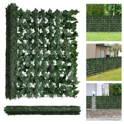 Immagine prodotto di Vigevee Siepe artificiale Siepe frangivista per terrazza Decorazione da parete Decorazione da parete Verde scuro 300 x 100 cm