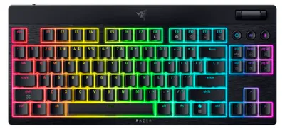 Produktbild von Razer BlackWidow V4 Low-Profile Tenkeyless HyperSpeed, Tenkeyless (80 - 87 %), Verkabelt & Kabellos, USB + RF Wireless + Bluetooth, Mechanischer Switch, Schwarz