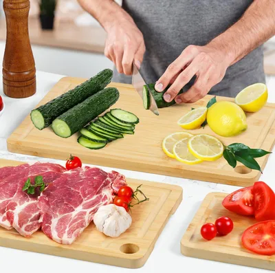 Produktbild von Holzschneidebrett Set - 3-teiliges Set - nachhaltiges Bambus - vielseitig