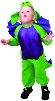 A child wearing a dragon costume.