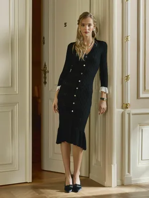 Produktbild von Orsay schwarzes Strick-Midikleid für Damen 38
