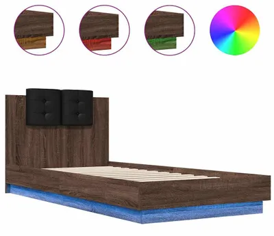 Immagine prodotto di vidaXL Struttura letto con testiera e luci LED in rovere marrone 100x200cm