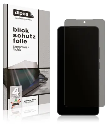 A product package for a screen protector is shown next to a smartphone with the screen protector applied.