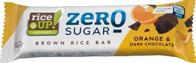 Obrázek produktu pro Rice Up Zero Bezlepková rýžová tyčinka bez přidaného cukru - tmavá čokoláda a pomeranč (18g), 103856