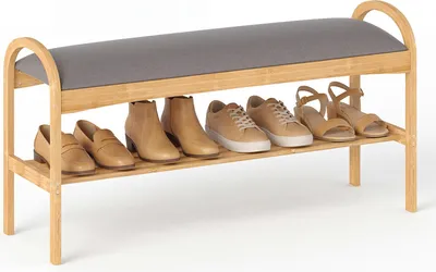 Immagine prodotto di COSTWAY Panca per scarpe con seduta, panca in bambù, panca per corridoio con scarpiera, come organizzatore di scarpe e panca da letto, caricabile fino a 150 kg, 100,5x31x51 cm, panca