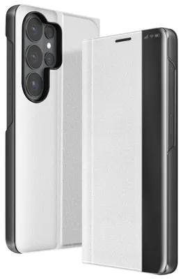 Productafbeelding van Avizar, dubbelmateriaal telefoonhoesje voor de Galaxy S26 Ultra met kijkstandaard, zilver