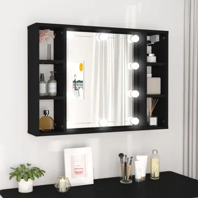 Produktbild von Möbel Spiegelschrank mit LED Schwarz 76x15x55 cm - Badspiegel 808856