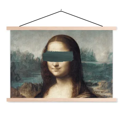Produktbild von MuchoWow® Textilposter Mona Lisa - Leonardo da Vinci - Gemälde 60x40 cm mit holzfarbenen Rahmen - Bilder