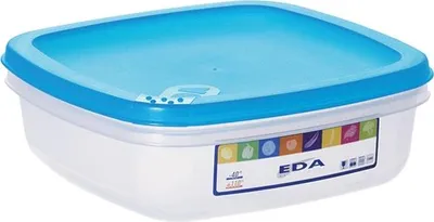 Image de Boîte Carrée Plate 1 L Naturel Couvercle Turquoise - Eda