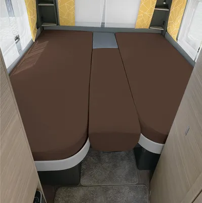Produktbild von Erwin Müller Spannbettlaken 3er-Set für Wohnmobil/Wohnwagen Heckbett dunkelbraun 70x190 cm - 85x210 cm (2x) + 35x130-50x145