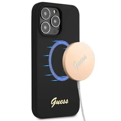 Immagine prodotto di Guess Guhmp13Llslmgbk Iphone 13 Pro / 136,1 Nero/Czarny Custodia rigida in silicone Script Gold Logo Magsafe