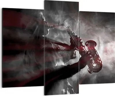 Produktbild von Bild auf Leinwand - Leinwandbild - 3 Teile - Musiker Saxophonist Schwarz - 130x100cm - Wand Bild - Wanddeko - Wandbilder - Leinwanddruck - Bilder - Wanddekoration - Leinwand bilder - CB130x100-4276