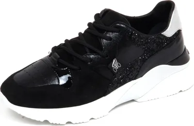 Produktbild von F7078 sneaker donna schwarz/silber HOGAN ACTIVE ONE H385 glitter shoe woman