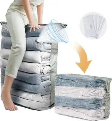 Produktbild von TAILI Würfel Vakuumbeutel für Kleidung, Jumbo 4 Pack (80x100x38 cm), Extra große vakuumbeutel für Bettdecken, Decken, Bettwäsche,Platz sparen vakuum kleiderbeutel