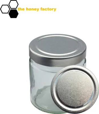 Produktbild von 96 x HONIGGLAS DEEP Twist Off 250G im KARTON Metalldeckel SILBER Feinkostglas