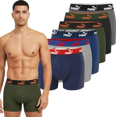 Immagine prodotto di Puma Uomo Boxer 6 pezzi Cotone Khaki/Navy Mix Taglia M