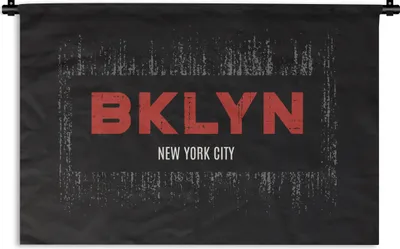 Produktbild von MuchoWow® Wandteppich Wandbehang New York - Brooklyn - Schwarz 90x60 cm Tapisserie Dekoration Wandtuch - Wandskulpturen - Bildteppich
