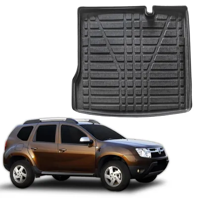 Image de Tapis De Coffre Sur Mesure Pour Dacia Duster 2WD 2010-2017, Noir, Antidérapant, Bord Haut, Toutes Saisons