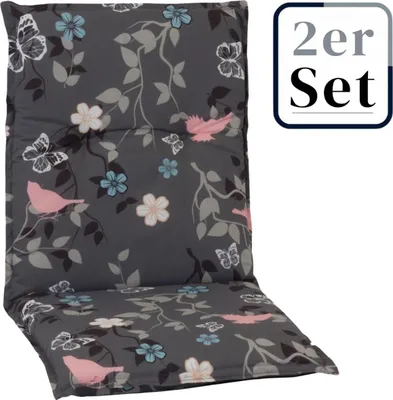 Produktbild von 2er Set Niedriglehner Auflage »Bregenz«, Motiv - Blume, grau