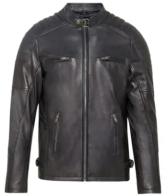 Produktbild von URBAN 5884 Herren Lederjacke RALF, Lederjacke herren echtleder im Bikerstil, Wei