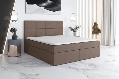 Produktbild von Boxspringbett LION 120x200 mit 2 Bettkästen, Bonell-Matratze und Topper. Farbe: Braun