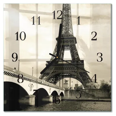 Produktbild von Tulup Glasuhr Wanduhr Küchenuhr Echt-Glas 30x30 cm Modern Dekorativ Geräuschlos Schwarzen Zeigern - Paris