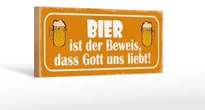 Produktbild von Holzschild Spruch 27x10cm Bier Beweis Gott liebt uns