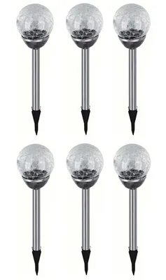 Produktbild von 6er Set Edelstahl LED Solar Gartenleuchte Kugel mit Crackle-Licht Solarlampe Solarleuchte Deko Garten Leuchte Lampe