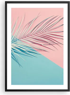 Produktbild von Gerahmtes Poster - Schwarzer Rahmen - Blatt Rosa Türkis - 50x70 cm - Wand Bild - Wanddeko - Wandbilder - Kunstposter - Wandposter - Bilderrahmen - Bilder - Kunstdruck - P2BPA50x70-4421