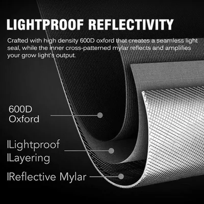 Immagine prodotto di Tenda per coltivazione idroponica - 90x90x180 cm - per coltivazioni indoor - completamente isolata dalla luce