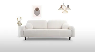 Produktbild von KEF Sofa Cleo 230x95x102 cm – Ausziehbar mit Schlaffunktion – Sofa mit Federkern – Auf Holzfüßen – Mit Kissen im Set- Elma 4 Cremefarbener Cord