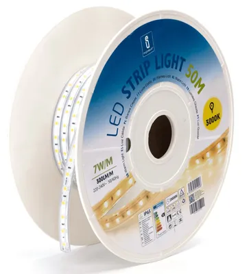 Produktbild von Glowster Weißer LED-Streifen mit integriertem Schaltkreis, 50 m, 10 mm