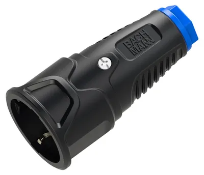 Produktbild von BACHMANN Schutzkontaktkupplung Vollgummi CEE7/3, IP20, schwarz / blau