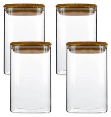 Produktbild von Set aus 4 luftdichten Aufbewahrungsgläsern mit Deckel, 1000 ml