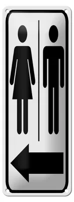 Produktbild von Blechschild Hinweis 10x27 cm Toilettenfiguren Pfeil links Dekoration